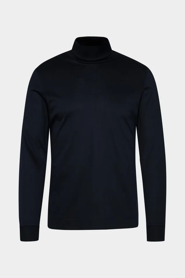Van Laack TShirts Men Swiss Cotton Jersey Turtleneck Shirt Navy Van Laack TShirts Men Swiss Cotton Jersey Turtleneck Shirt Navy