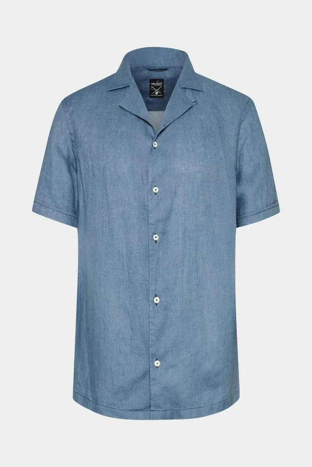 Van Laack TailorFit Shirts Men Super Soft Linen Bowlingshirt Blue Van Laack TailorFit Shirts Men Super Soft Linen Bowlingshirt Blue