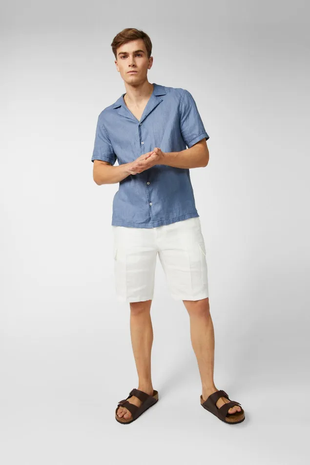 Van Laack TailorFit Shirts Men Super Soft Linen Bowlingshirt Blue Van Laack TailorFit Shirts Men Super Soft Linen Bowlingshirt Blue