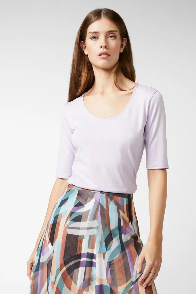 Van Laack Tops and TShirts Women Urban Jersey Wide Neck TShirt Lilac