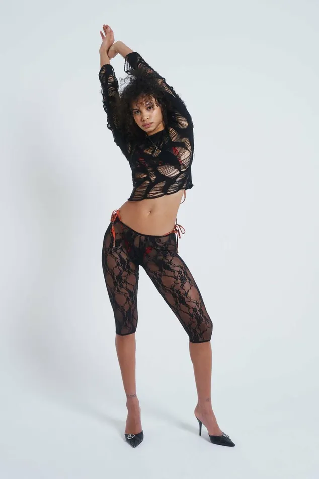 Venice Lace Pedal Pushers Black Women Jaded London Shorts and Jorts