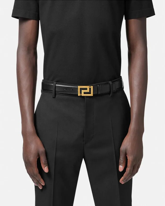 Versace Belts Greca Leather Belt 3 Cm Blackgold 8211 Men Versace Belts Greca Leather Belt 3 Cm Blackgold 8211 Men