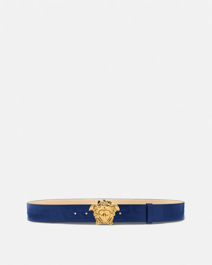 Versace Belts La Medusa Greca Leather Belt 4 Cm Blue 8211 Men