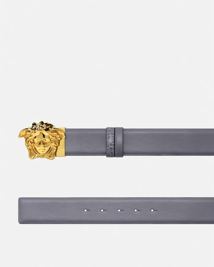 Versace Belts La Medusa Reversible Leather Belt 4 Cm Gray 8211 Men Versace Belts La Medusa Reversible Leather Belt 4 Cm Gray 8211 Men
