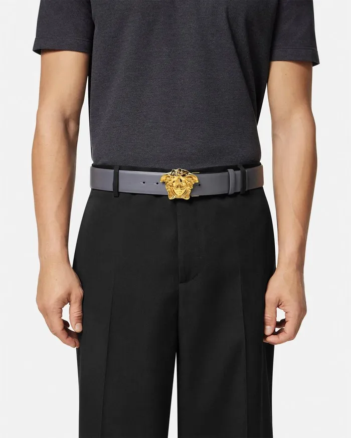 Versace Belts La Medusa Reversible Leather Belt 4 Cm Gray 8211 Men Versace Belts La Medusa Reversible Leather Belt 4 Cm Gray 8211 Men