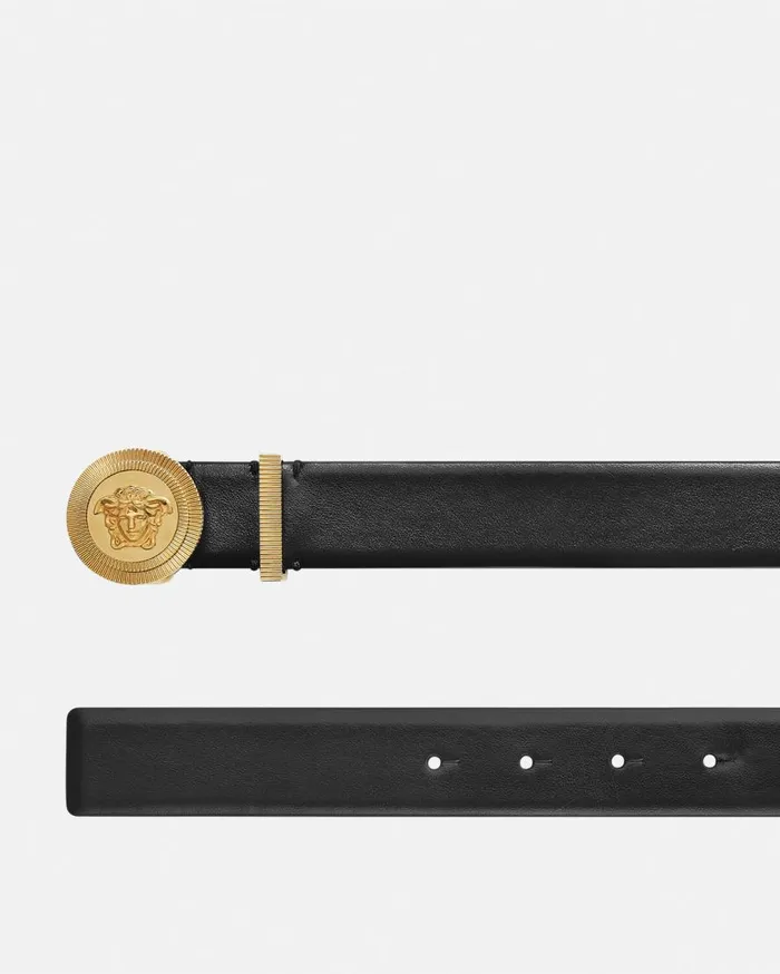 Versace Belts Medusa Biggie Leather Belt 3 Cm Blackgold 8211 Men Versace Belts Medusa Biggie Leather Belt 3 Cm Blackgold 8211 Men