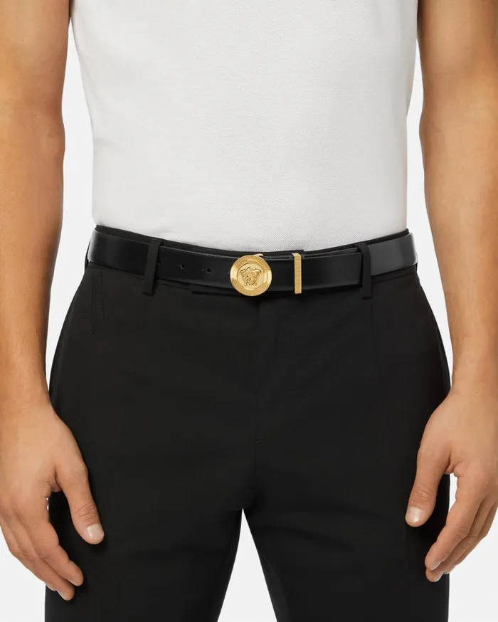 Versace Belts Medusa Biggie Leather Belt 3 Cm Blackgold 8211 Men Versace Belts Medusa Biggie Leather Belt 3 Cm Blackgold 8211 Men