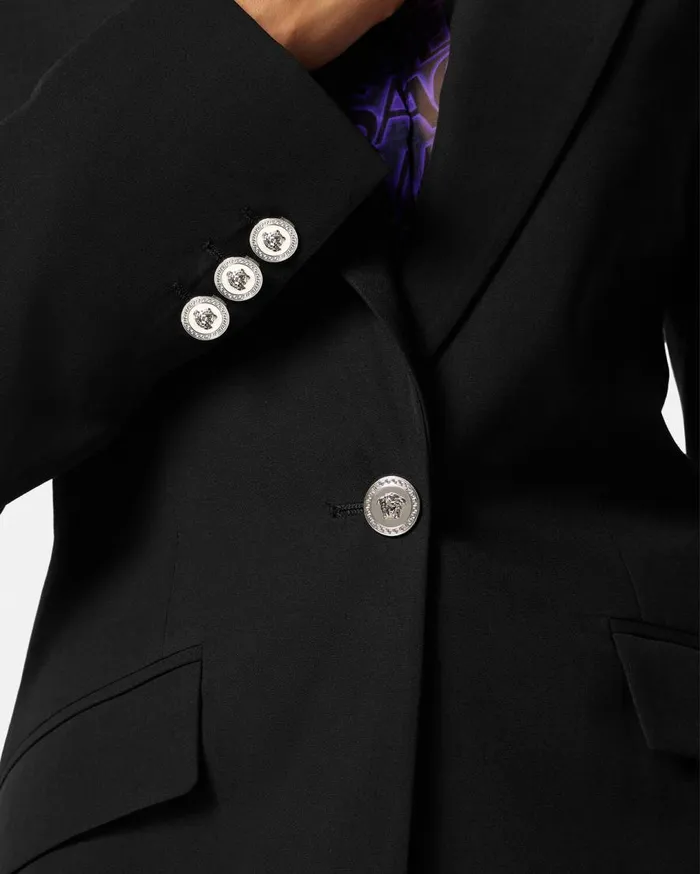 Versace Blazer and Jackets Wool SingleBreasted Blazer Black 8211 Women Versace Blazer and Jackets Wool SingleBreasted Blazer Black 8211 Women