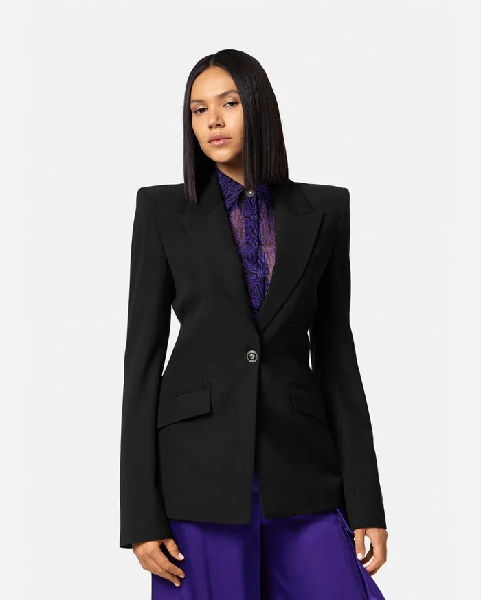 Versace Blazer and Jackets Wool SingleBreasted Blazer Black 8211 Women Versace Blazer and Jackets Wool SingleBreasted Blazer Black 8211 Women