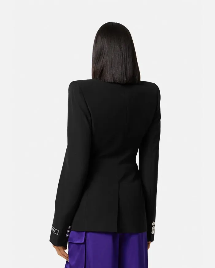 Versace Blazer and Jackets Wool SingleBreasted Blazer Black 8211 Women Versace Blazer and Jackets Wool SingleBreasted Blazer Black 8211 Women