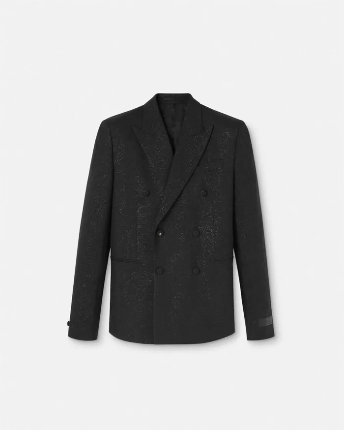 Versace Blazers and Suits Barocco Lurex DoubleBreasted Blazer Black 8211 Men