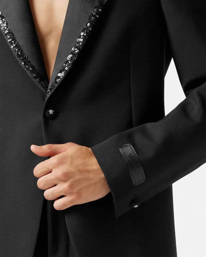 Versace Blazers and Suits Embellished SingleBreasted Blazer Black 8211 Men Versace Blazers and Suits Embellished SingleBreasted Blazer Black 8211 Men