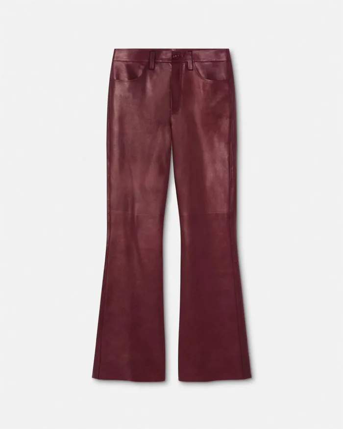 Versace Blazers and Suits Flared Leather Pants Burgundy 8211 Men