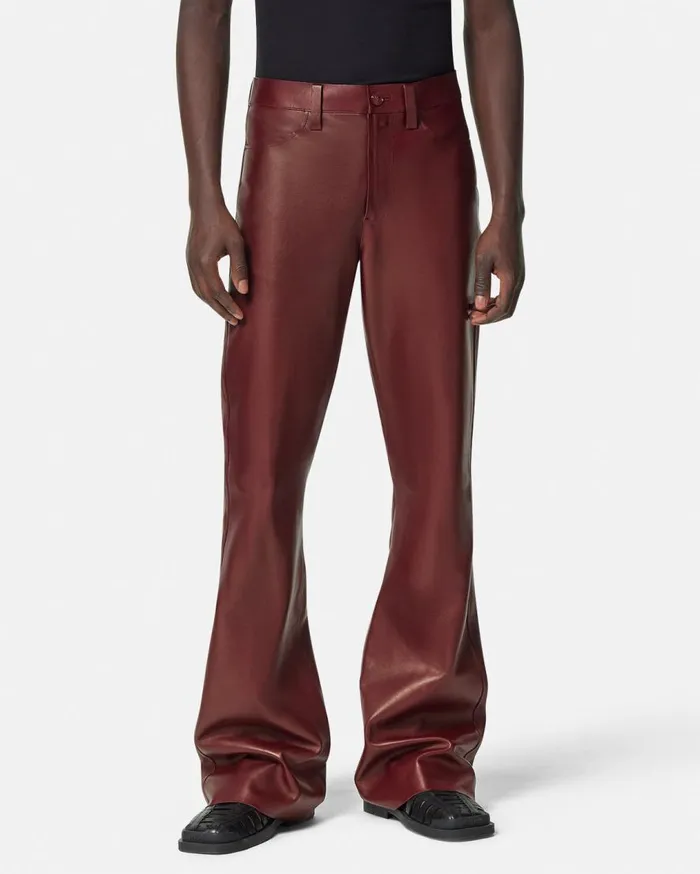 Versace Blazers and Suits Flared Leather Pants Burgundy 8211 Men Versace Blazers and Suits Flared Leather Pants Burgundy 8211 Men