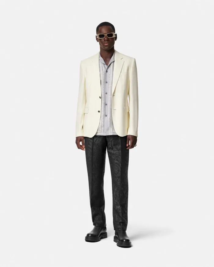 Versace Blazers and Suits WoolBlend Formal Pants Black 8211 Men Versace Blazers and Suits WoolBlend Formal Pants Black 8211 Men