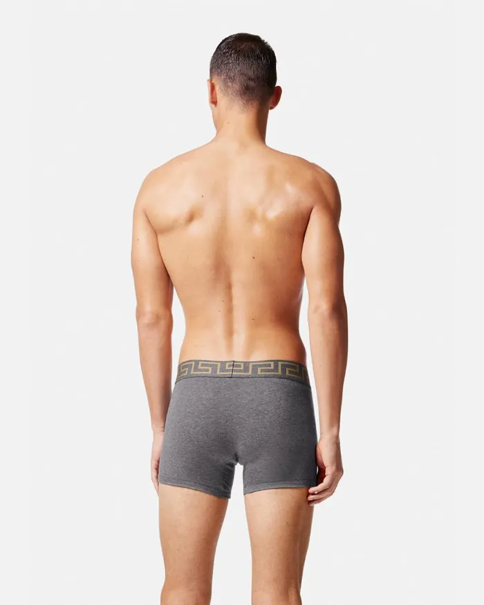 Versace Boxers Greca Border Long Trunks 2Pack Blackgray 8211 Men Versace Boxers Greca Border Long Trunks 2Pack Blackgray 8211 Men