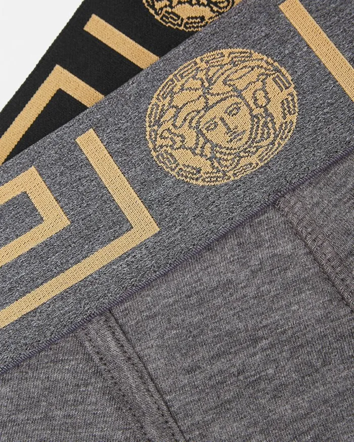Versace Boxers Greca Border Long Trunks 2Pack Blackgray 8211 Men Versace Boxers Greca Border Long Trunks 2Pack Blackgray 8211 Men