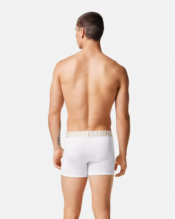 Versace Boxers Greca Border Long Trunks 2Pack Whiteblue 8211 Men Versace Boxers Greca Border Long Trunks 2Pack Whiteblue 8211 Men