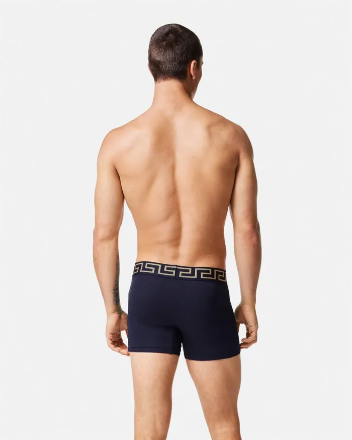Versace Boxers Greca Border Long Trunks 2Pack Whiteblue 8211 Men Versace Boxers Greca Border Long Trunks 2Pack Whiteblue 8211 Men