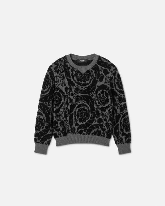 Versace Clothing Barocco Jacquards Kids Sweater Gray 8211 Children
