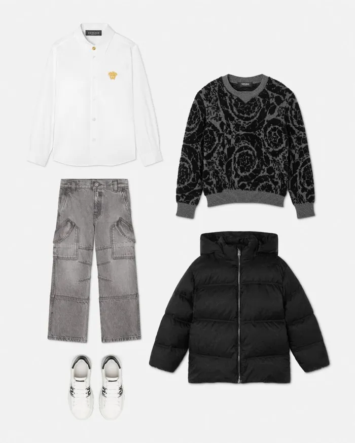 Versace Clothing Barocco Jacquards Kids Sweater Gray 8211 Children Versace Clothing Barocco Jacquards Kids Sweater Gray 8211 Children