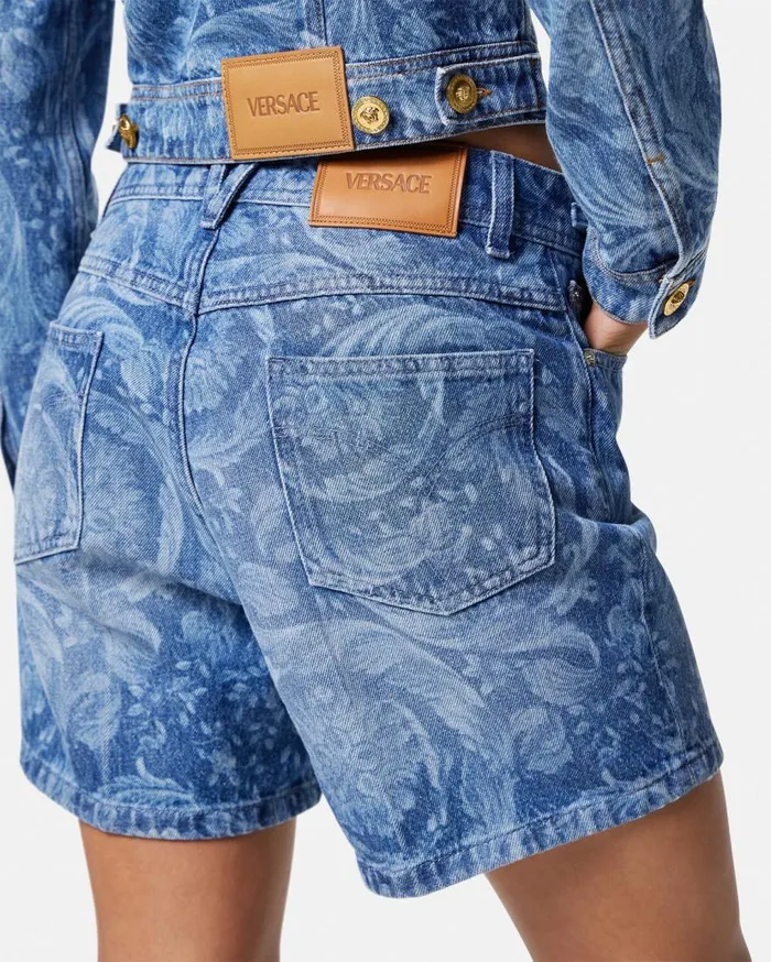 Versace Denim Barocco Boyfriend Denim Shorts Blue 8211 Women Versace Denim Barocco Boyfriend Denim Shorts Blue 8211 Women