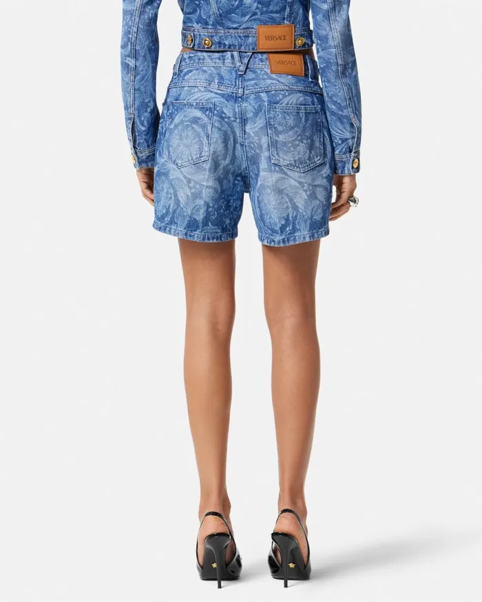 Versace Denim Barocco Boyfriend Denim Shorts Blue 8211 Women Versace Denim Barocco Boyfriend Denim Shorts Blue 8211 Women
