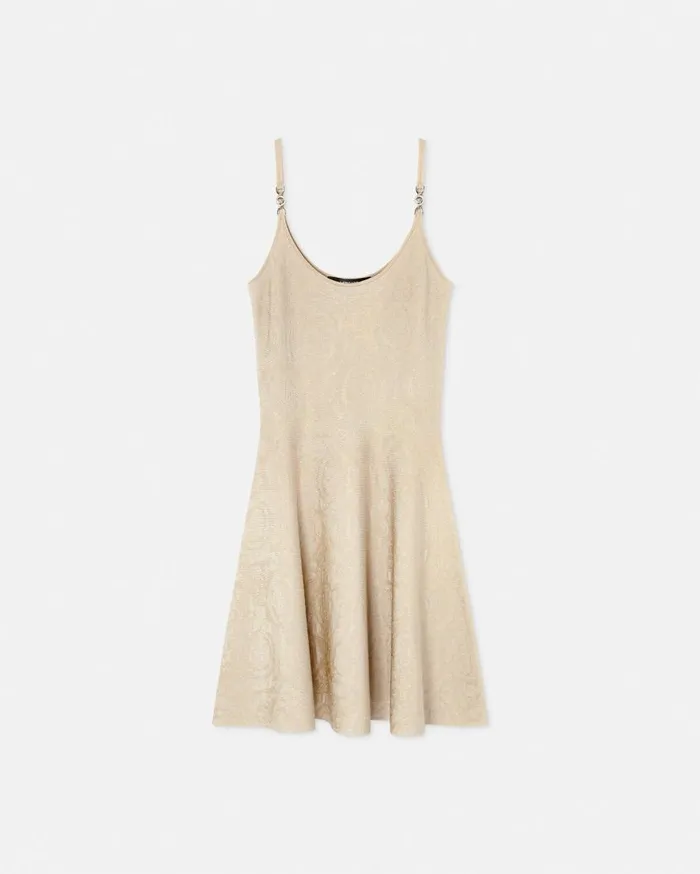Versace Dresses Barocco Knit Flared Mini Dress Beige 8211 Women