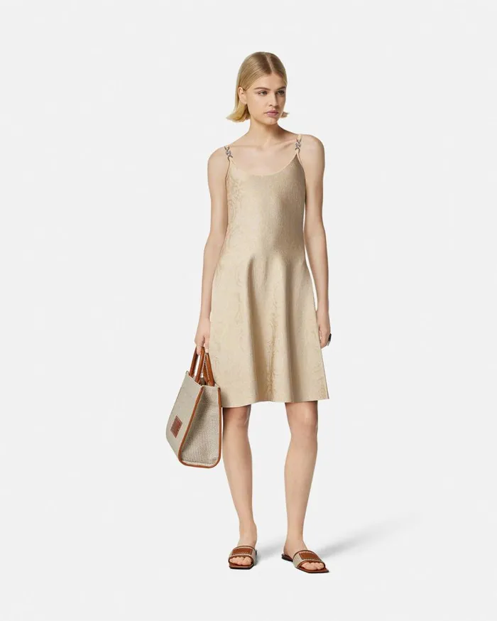 Versace Dresses Barocco Knit Flared Mini Dress Beige 8211 Women Versace Dresses Barocco Knit Flared Mini Dress Beige 8211 Women