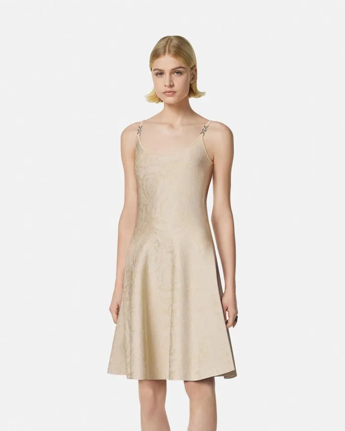 Versace Dresses Barocco Knit Flared Mini Dress Beige 8211 Women Versace Dresses Barocco Knit Flared Mini Dress Beige 8211 Women