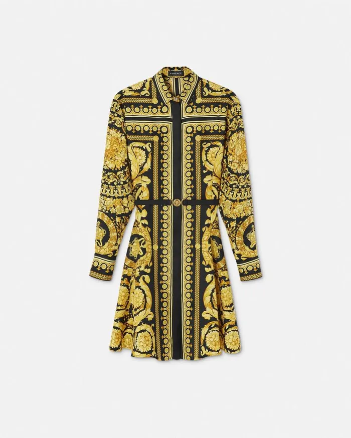 Versace Dresses Barocco Silk Shirt Mini Dress Blackprint 8211 Women
