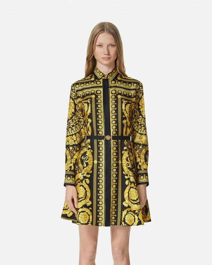 Versace Dresses Barocco Silk Shirt Mini Dress Blackprint 8211 Women Versace Dresses Barocco Silk Shirt Mini Dress Blackprint 8211 Women