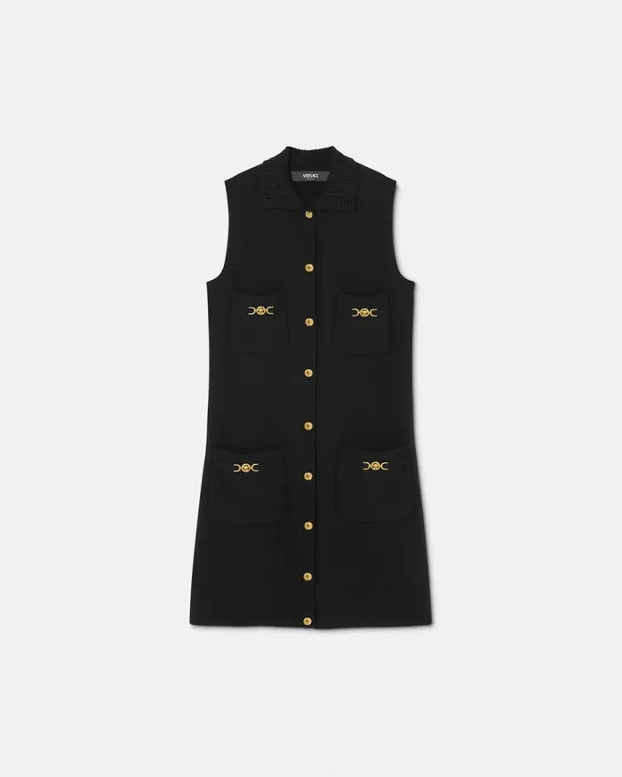 Versace Dresses CashmereBlend Shift Knit Mini Dress Black 8211 Women