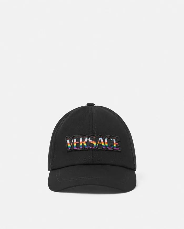 Versace Hats and Caps Pride Embroidered Logo Baseball Cap Black 8211 WomenMen