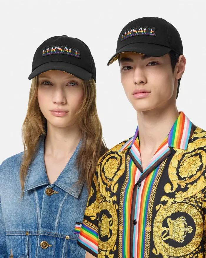 Versace Hats and Caps Pride Embroidered Logo Baseball Cap Black 8211 WomenMen Versace Hats and Caps Pride Embroidered Logo Baseball Cap Black 8211 WomenMen