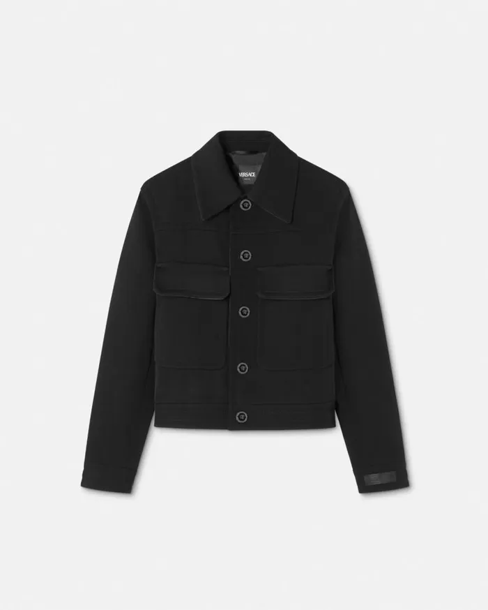 Versace Jackets and Coats Wool Twill Blouson Jacket Black 8211 Men