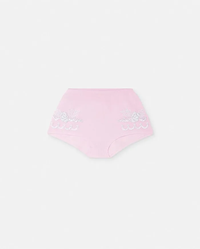 Versace Knitwear Embroidered Cashmere Knit Shorts Light Pink 8211 Women