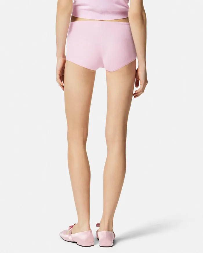 Versace Knitwear Embroidered Cashmere Knit Shorts Light Pink 8211 Women Versace Knitwear Embroidered Cashmere Knit Shorts Light Pink 8211 Women
