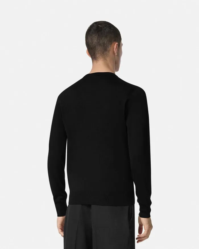 Versace Knitwear Embroidered WoolBlend Sweater Black 8211 Men Versace Knitwear Embroidered WoolBlend Sweater Black 8211 Men