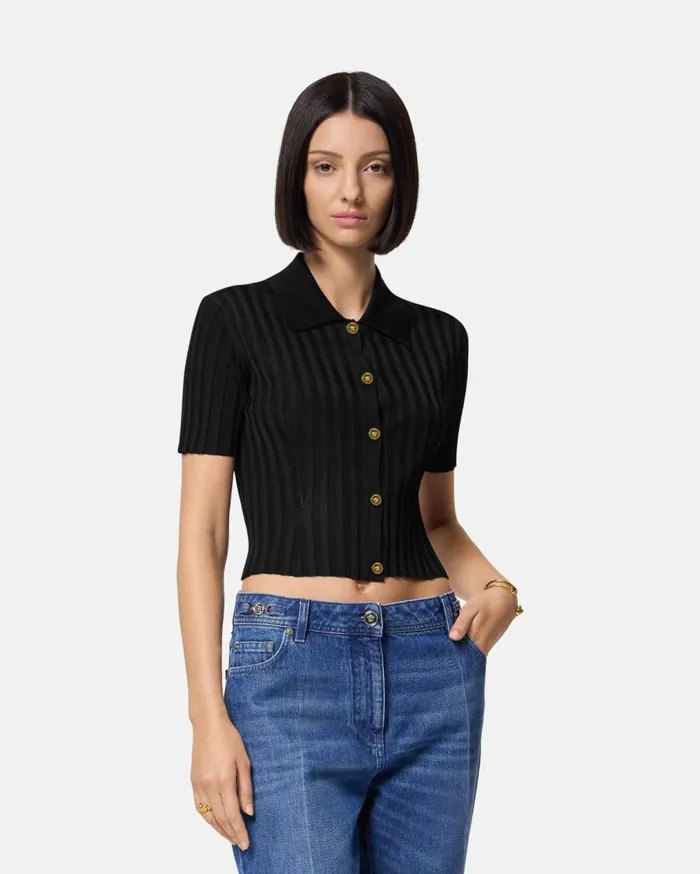 Versace Knitwear Knit Shirt Black 8211 Women Versace Knitwear Knit Shirt Black 8211 Women