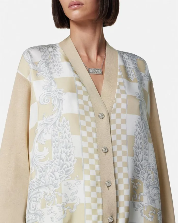 Versace Knitwear Medusa Contrasto Knit Cardigan Beige 8211 Women Versace Knitwear Medusa Contrasto Knit Cardigan Beige 8211 Women