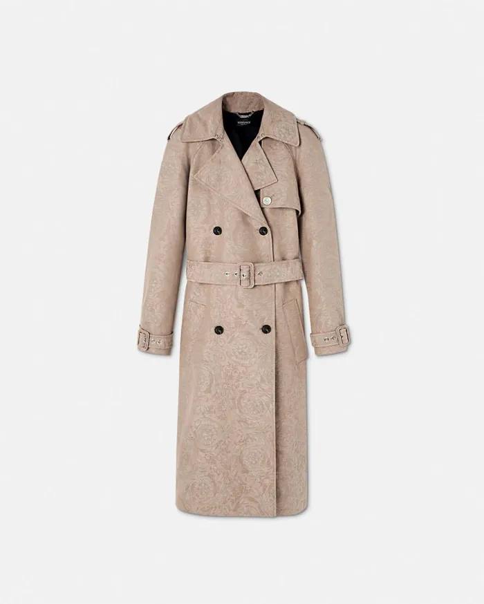 Versace Outerwear and Coats Barocco Jacquard Trench Coat Beige 8211 Women