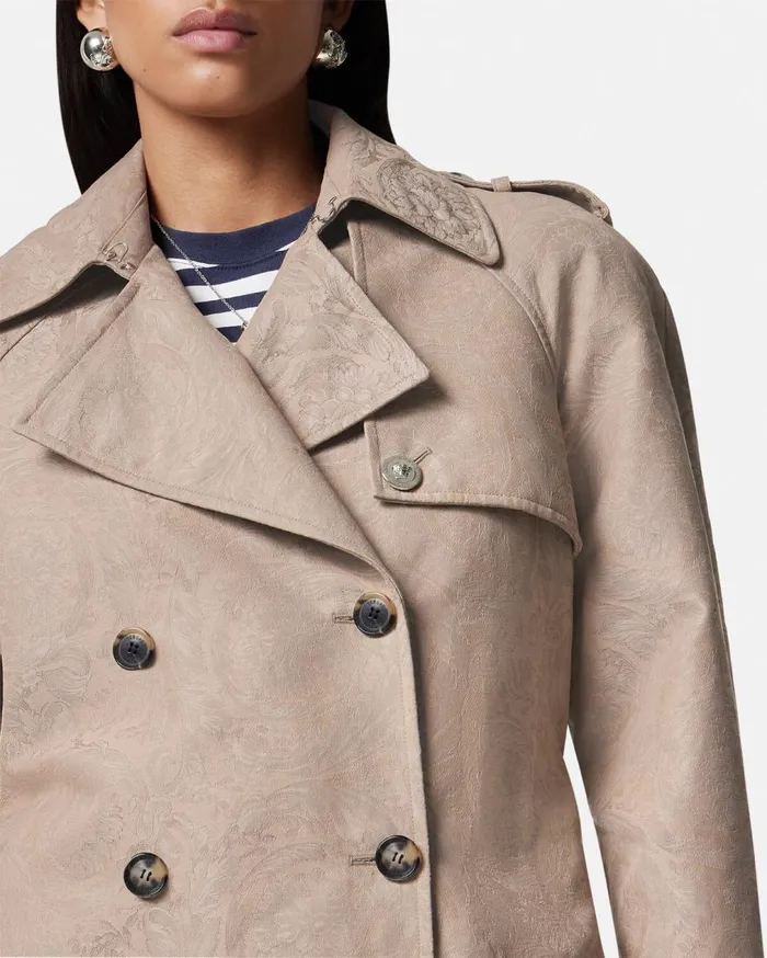 Versace Outerwear and Coats Barocco Jacquard Trench Coat Beige 8211 Women Versace Outerwear and Coats Barocco Jacquard Trench Coat Beige 8211 Women