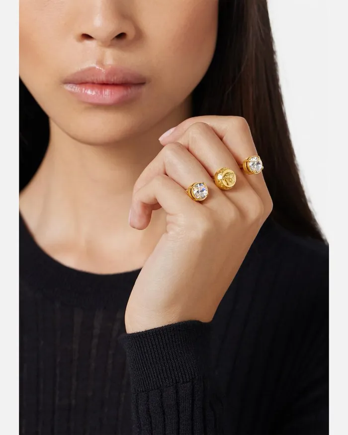 Versace Rings Crystal Medusa Round Cuff Ring Gold 8211 Women Versace Rings Crystal Medusa Round Cuff Ring Gold 8211 Women