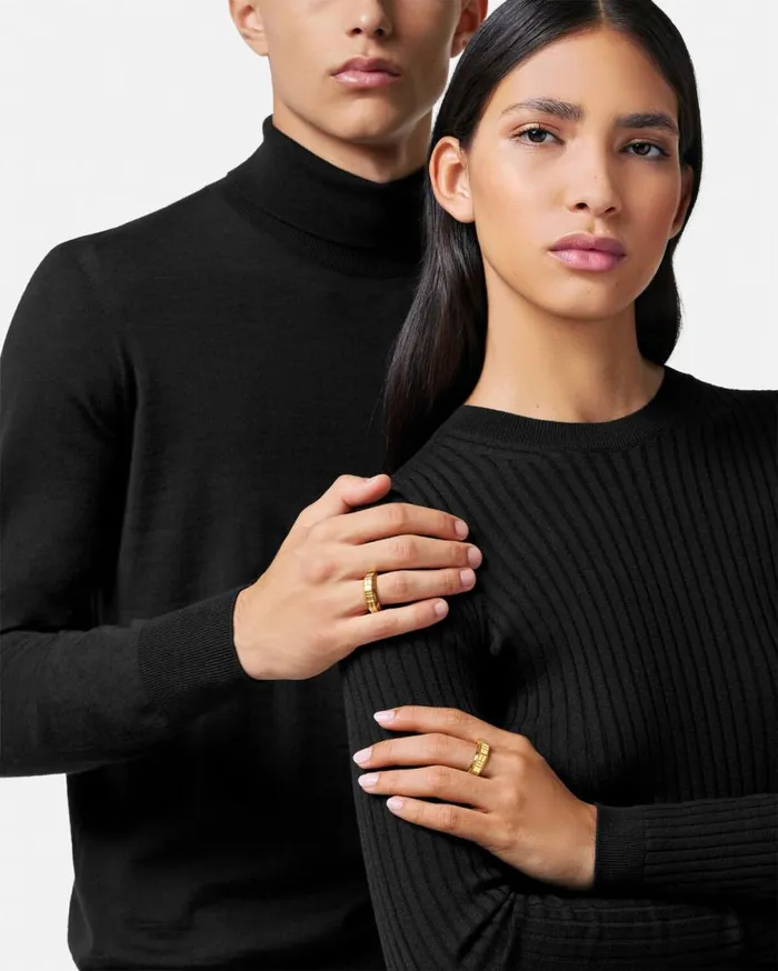 Versace Rings Greca Quilting Ring Light Gold 8211 WomenMen Versace Rings Greca Quilting Ring Light Gold 8211 WomenMen