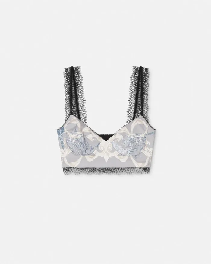 Versace Shirts and Tops Barocco Sea Silk Bralette Top Blueprint 8211 Women