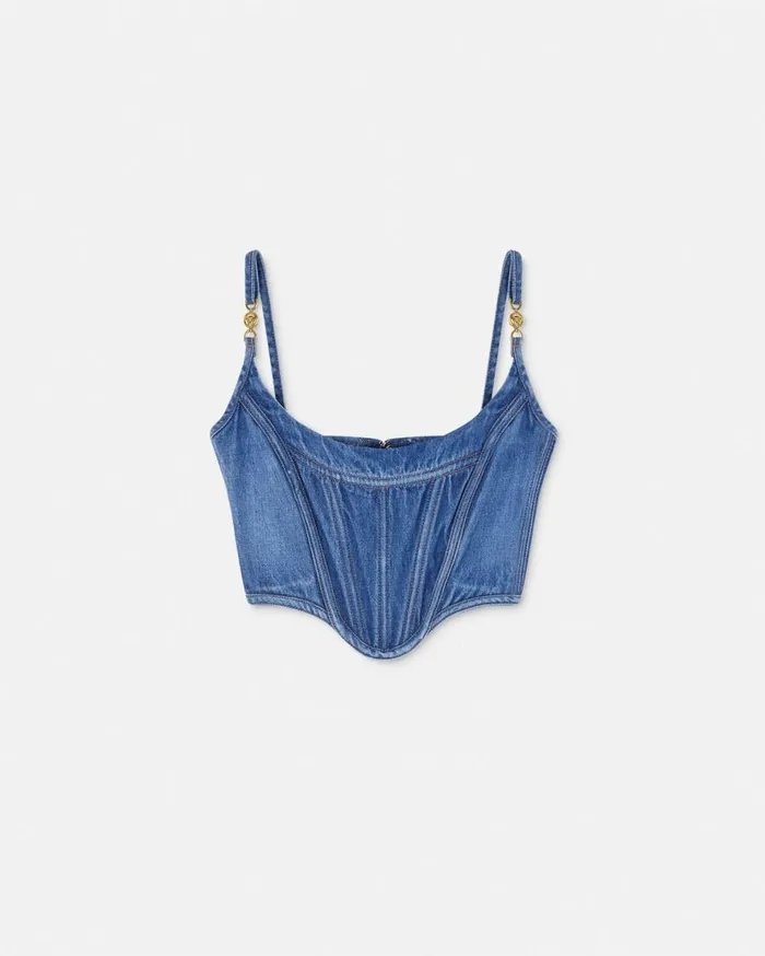 Versace Shirts and Tops Medusa 03995 Denim Corset Top Blue 8211 Women