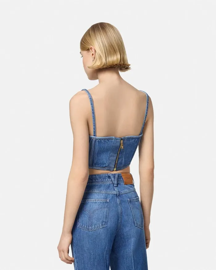 Versace Shirts and Tops Medusa 03995 Denim Corset Top Blue 8211 Women Versace Shirts and Tops Medusa 03995 Denim Corset Top Blue 8211 Women