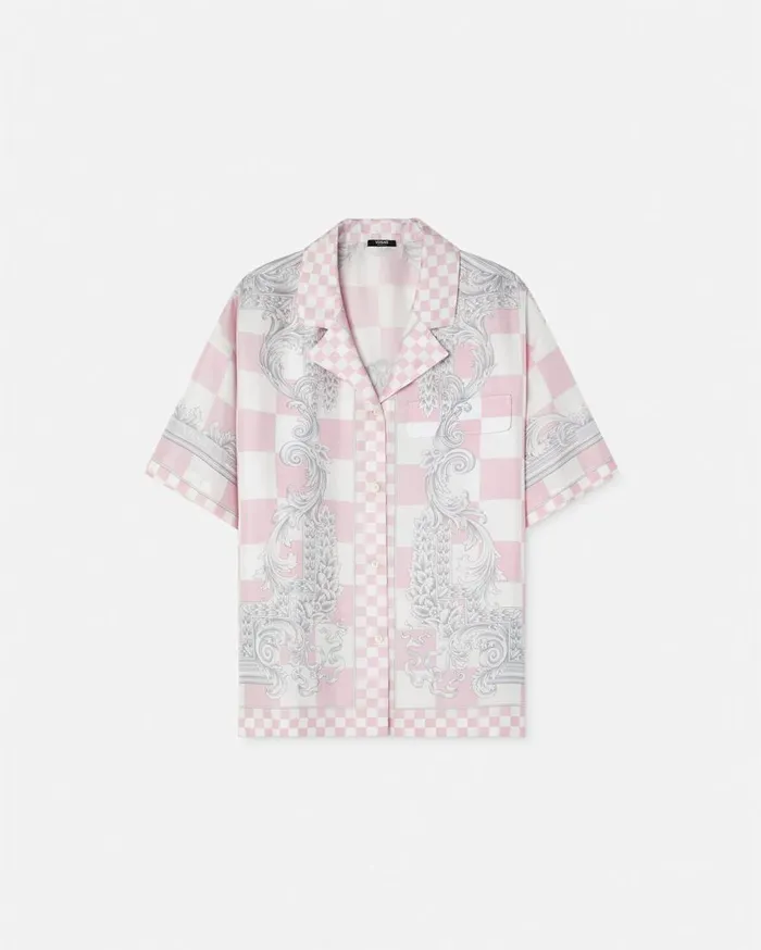 Versace Shirts and Tops Medusa Contrasto Silk Shirt Pinkprint 8211 Women