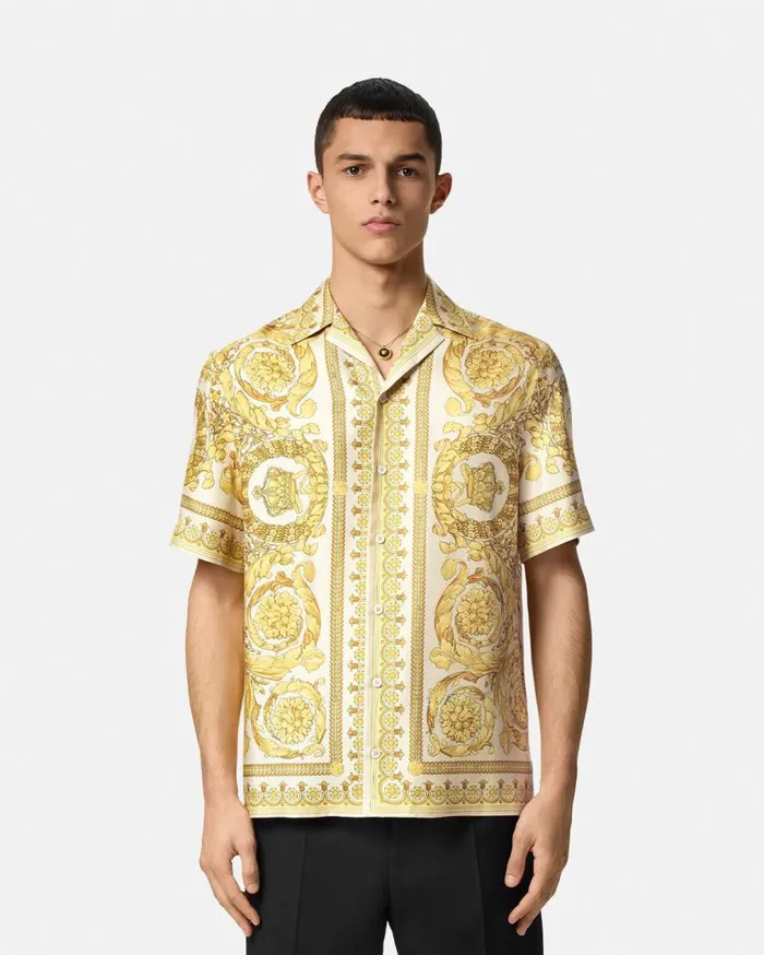 Versace Shirts Barocco Silk Shirt Yellowprint 8211 Men Versace Shirts Barocco Silk Shirt Yellowprint 8211 Men